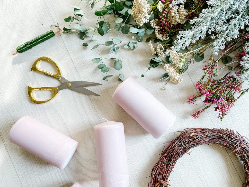 Traubenhyazinthen Schweden Hochwertiger Kerzenring Krokusse rosa Hortensien 