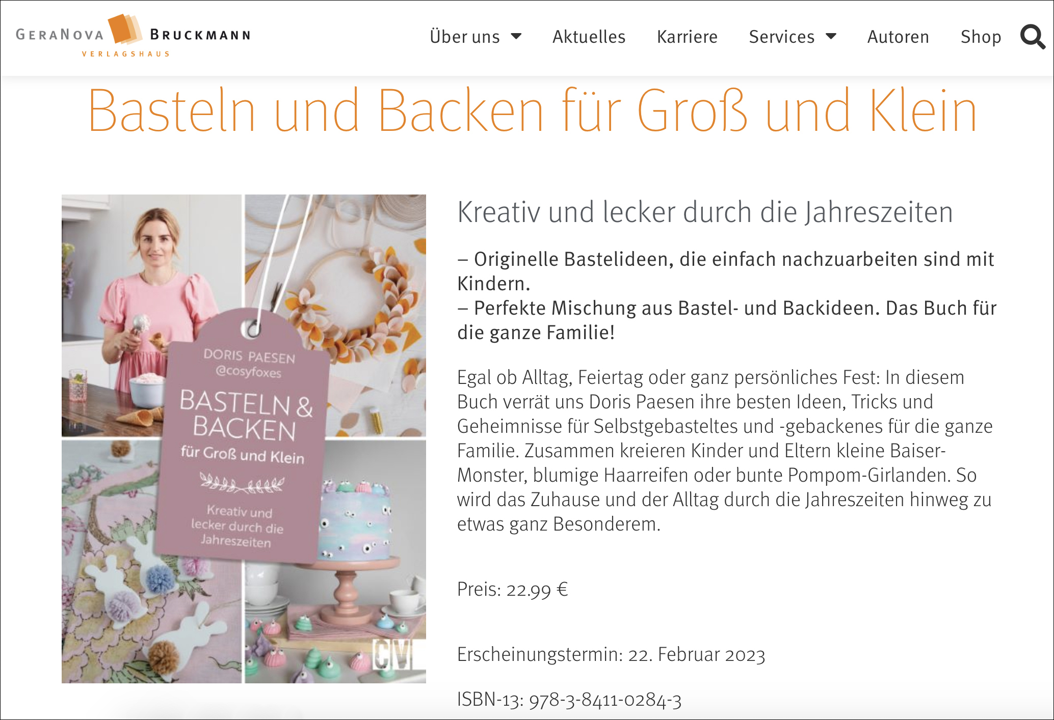 CosyFoxes Buch - Backen und Basteln - für Groß und Klein - Doris Paesen